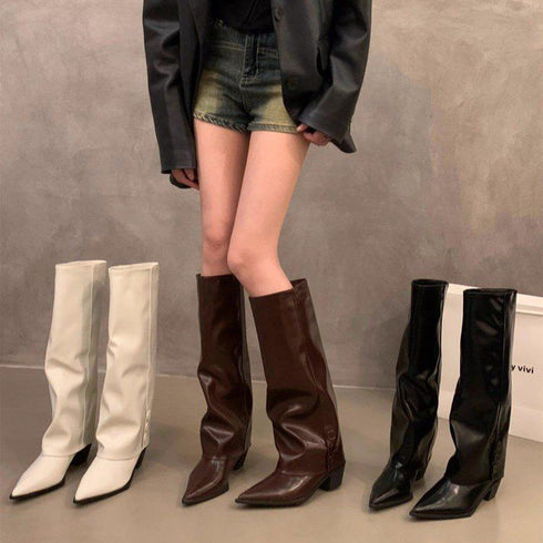 Knee High Slouchy Shaft Pointy Toe Boots